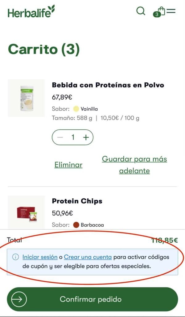 crear cuenta o iniciar sesión en herbalife one